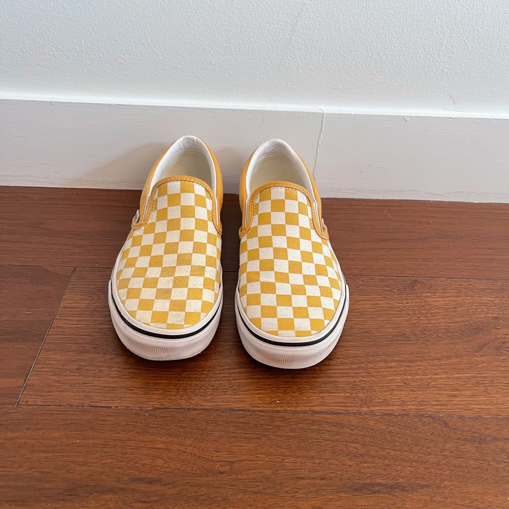Vans Classic Yellow Slip-On Checkerboard Shoes